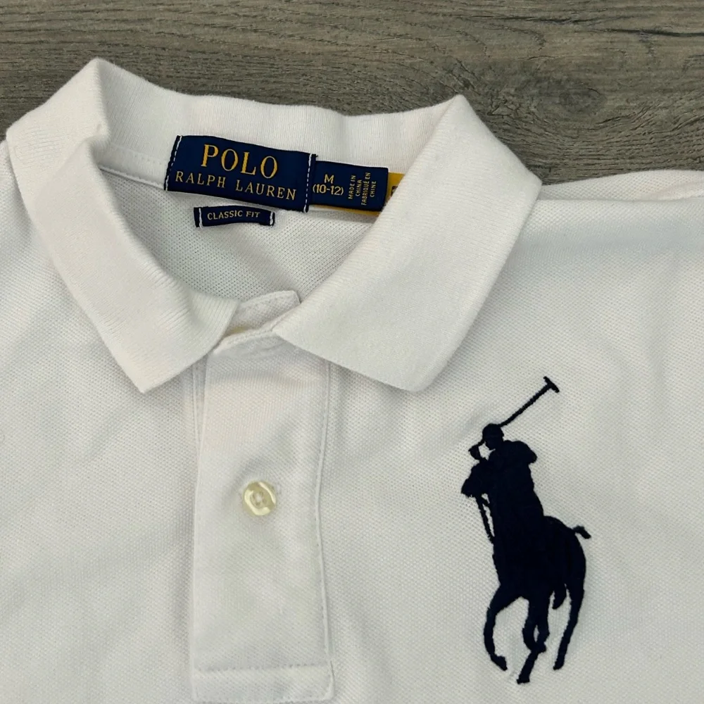Ralph Lauren boys big pony white polo logo shirt medium 10/12 - Picture 3 of 4